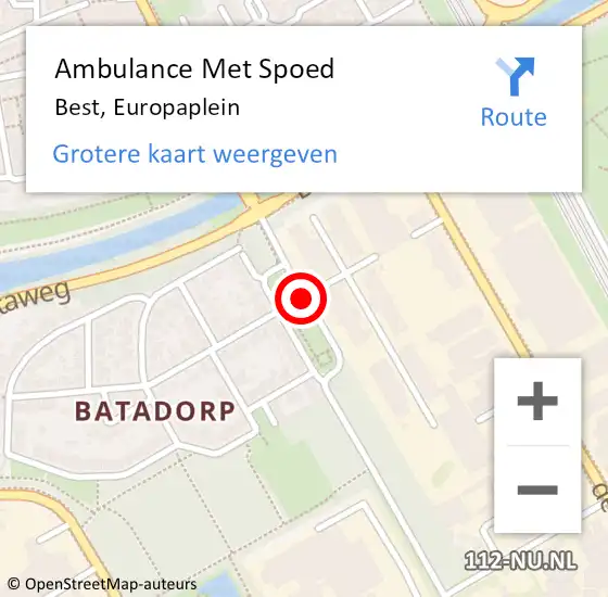 Locatie op kaart van de 112 melding: Ambulance Met Spoed Naar Best, Europaplein op 12 september 2019 15:33