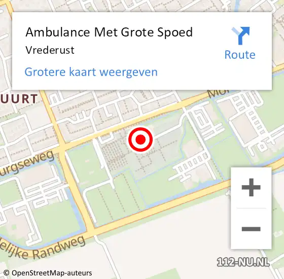 Locatie op kaart van de 112 melding: Ambulance Met Grote Spoed Naar Vrederust op 12 september 2019 16:05