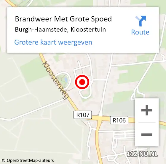 Locatie op kaart van de 112 melding: Brandweer Met Grote Spoed Naar Burgh-Haamstede, Kloostertuin op 12 september 2019 16:17