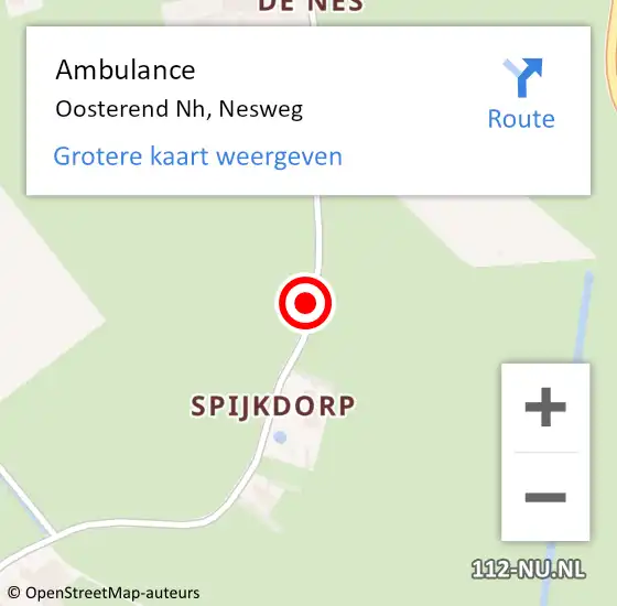 Locatie op kaart van de 112 melding: Ambulance Oosterend Nh, Nesweg op 12 september 2019 16:55