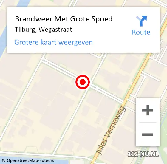 Locatie op kaart van de 112 melding: Brandweer Met Grote Spoed Naar Tilburg, Wegastraat op 12 september 2019 16:57