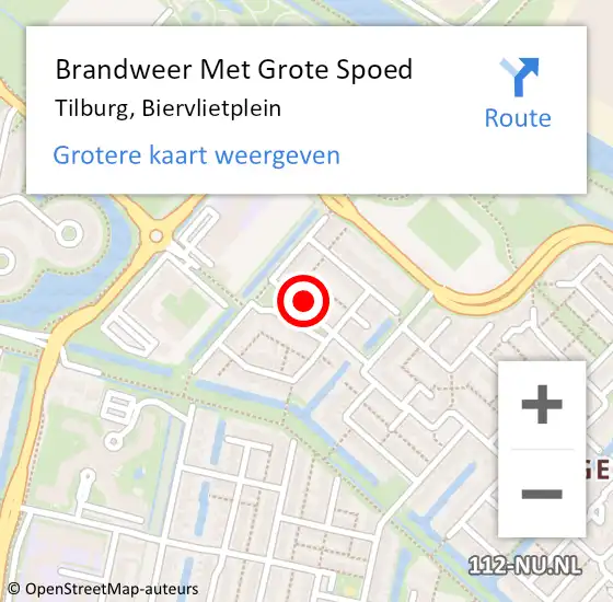 Locatie op kaart van de 112 melding: Brandweer Met Grote Spoed Naar Tilburg, Biervlietplein op 12 september 2019 17:13