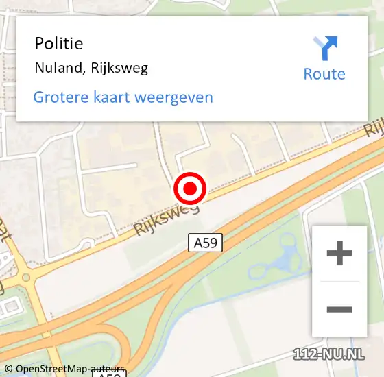 Locatie op kaart van de 112 melding: Politie Nuland, Rijksweg op 13 april 2014 15:47