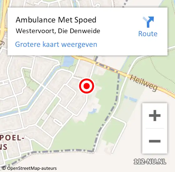 Locatie op kaart van de 112 melding: Ambulance Met Spoed Naar Westervoort, Die Denweide op 12 september 2019 17:39
