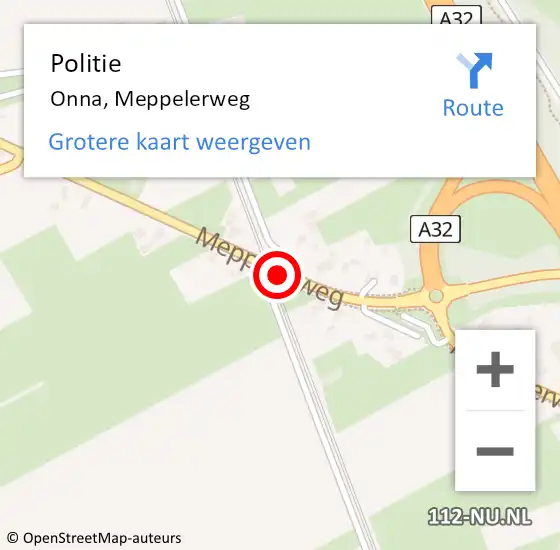 Locatie op kaart van de 112 melding: Politie Onna, Meppelerweg op 12 september 2019 17:41