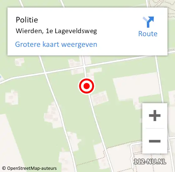 Locatie op kaart van de 112 melding: Politie Wierden, 1e Lageveldsweg op 12 september 2019 18:15