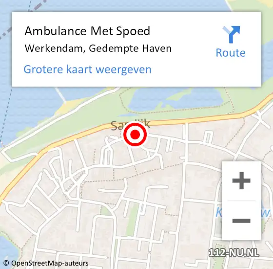 Locatie op kaart van de 112 melding: Ambulance Met Spoed Naar Werkendam, Gedempte Haven op 12 september 2019 18:27