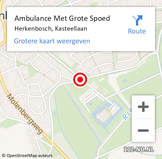 Locatie op kaart van de 112 melding: Ambulance Met Grote Spoed Naar Herkenbosch, Kasteellaan op 12 september 2019 19:23