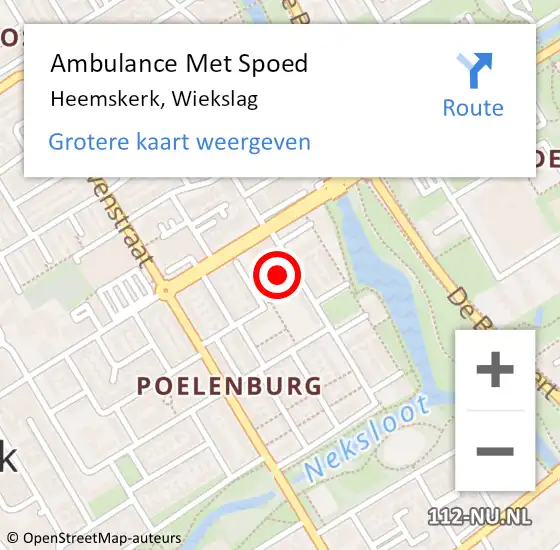 Locatie op kaart van de 112 melding: Ambulance Met Spoed Naar Heemskerk, Wiekslag op 12 september 2019 19:54