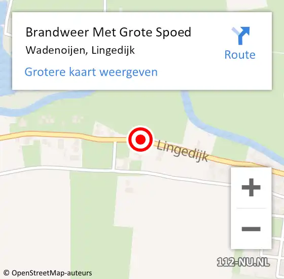Locatie op kaart van de 112 melding: Brandweer Met Grote Spoed Naar Wadenoijen, Lingedijk op 12 september 2019 20:06