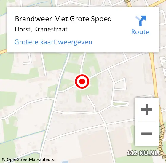 Locatie op kaart van de 112 melding: Brandweer Met Grote Spoed Naar Horst, Kranestraat op 12 september 2019 20:09