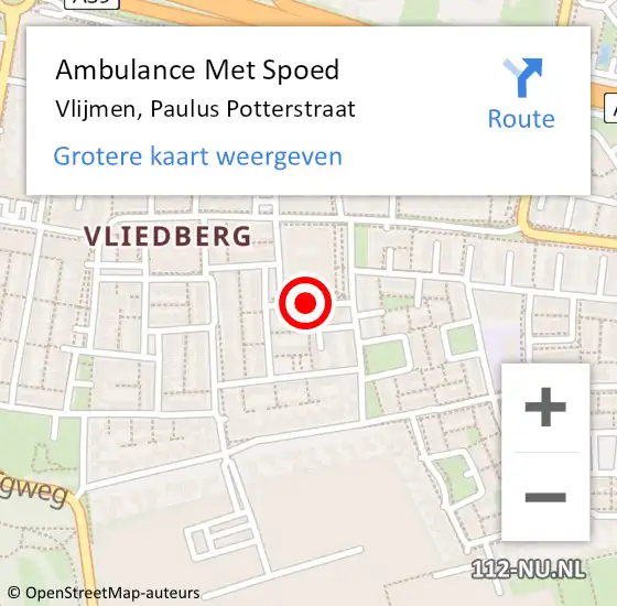 Locatie op kaart van de 112 melding: Ambulance Met Spoed Naar Vlijmen, Paulus Potterstraat op 12 september 2019 20:29