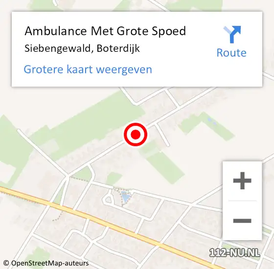 Locatie op kaart van de 112 melding: Ambulance Met Grote Spoed Naar Siebengewald, Boterdijk op 12 september 2019 20:49