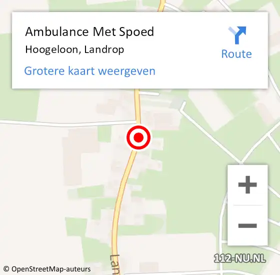 Locatie op kaart van de 112 melding: Ambulance Met Spoed Naar Hoogeloon, Landrop op 12 september 2019 20:55