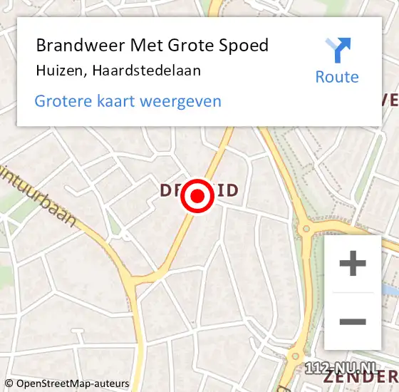 Locatie op kaart van de 112 melding: Brandweer Met Grote Spoed Naar Huizen, Haardstedelaan op 12 september 2019 21:00