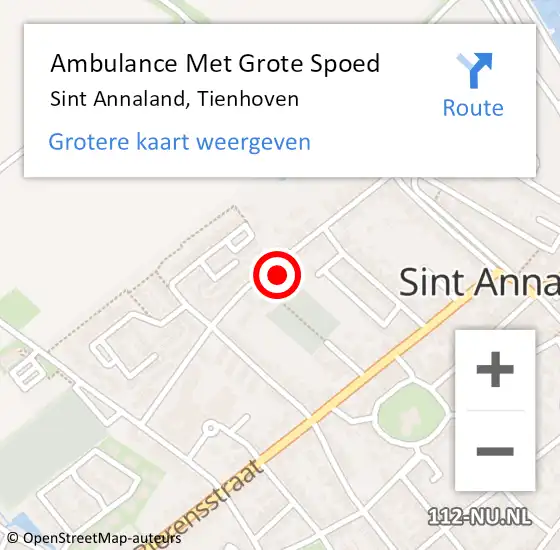 Locatie op kaart van de 112 melding: Ambulance Met Grote Spoed Naar Sint Annaland, Tienhoven op 12 september 2019 21:16