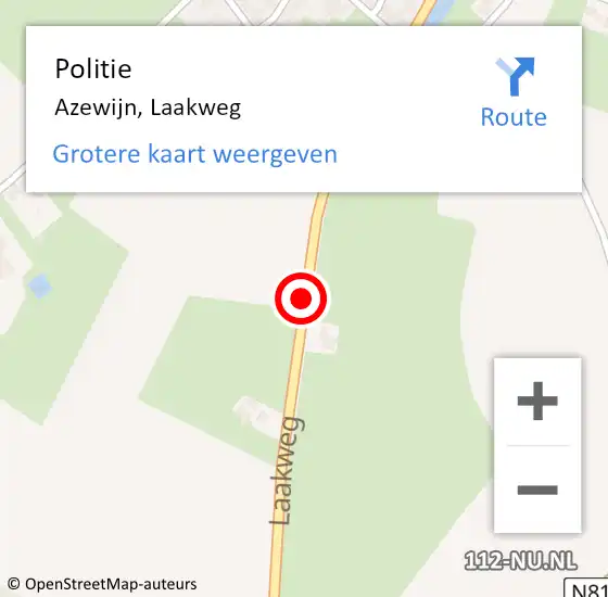 Locatie op kaart van de 112 melding: Politie Azewijn, Laakweg op 12 september 2019 21:51