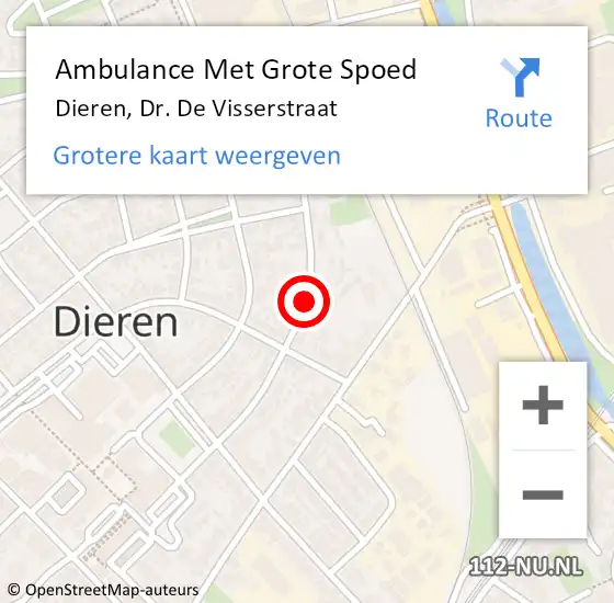 Locatie op kaart van de 112 melding: Ambulance Met Grote Spoed Naar Dieren, Dr. De Visserstraat op 12 september 2019 23:31