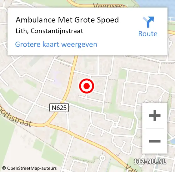 Locatie op kaart van de 112 melding: Ambulance Met Grote Spoed Naar Lith, Constantijnstraat op 13 september 2019 00:19