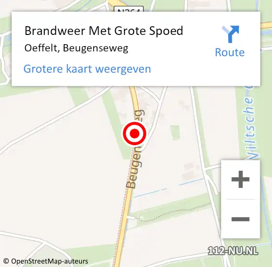 Locatie op kaart van de 112 melding: Brandweer Met Grote Spoed Naar Oeffelt, Beugenseweg op 13 september 2019 00:28