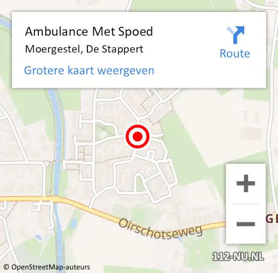 Locatie op kaart van de 112 melding: Ambulance Met Spoed Naar Moergestel, De Stappert op 13 september 2019 00:44