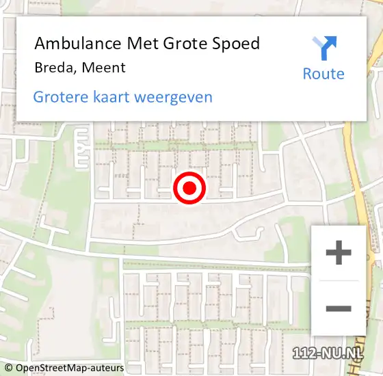 Locatie op kaart van de 112 melding: Ambulance Met Grote Spoed Naar Breda, Meent op 13 september 2019 00:54