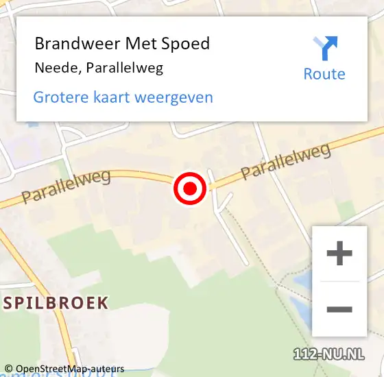 Locatie op kaart van de 112 melding: Brandweer Met Spoed Naar Neede, Parallelweg op 13 september 2019 01:07