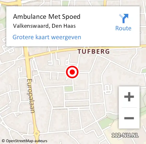 Locatie op kaart van de 112 melding: Ambulance Met Spoed Naar Valkenswaard, Den Haas op 13 september 2019 01:36
