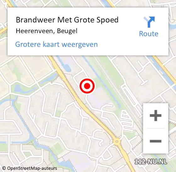 Locatie op kaart van de 112 melding: Brandweer Met Grote Spoed Naar Heerenveen, Beugel op 13 september 2019 02:23
