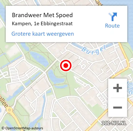 Locatie op kaart van de 112 melding: Brandweer Met Spoed Naar Kampen, 1e Ebbingestraat op 13 september 2019 03:15
