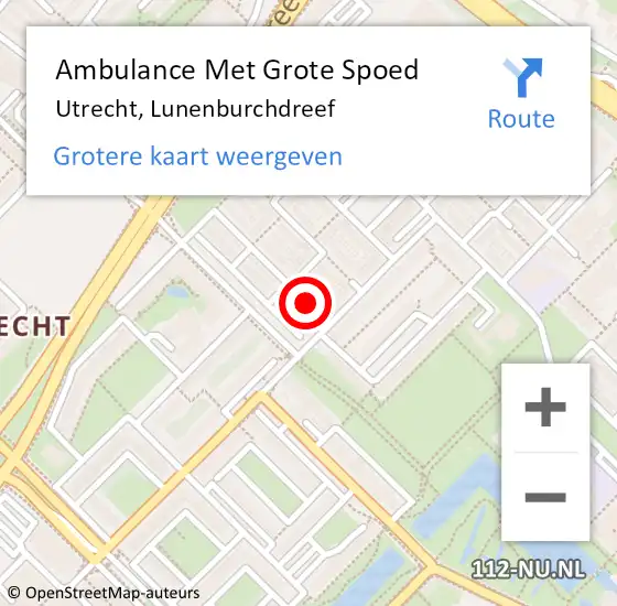 Locatie op kaart van de 112 melding: Ambulance Met Grote Spoed Naar Utrecht, Lunenburchdreef op 13 april 2014 16:32