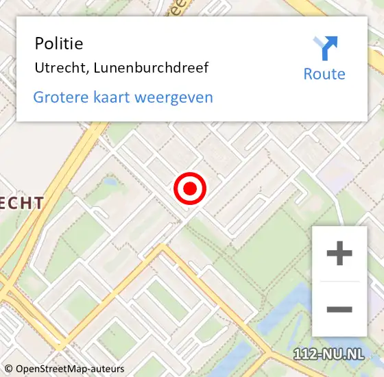 Locatie op kaart van de 112 melding: Politie Utrecht, Lunenburchdreef op 13 april 2014 16:32