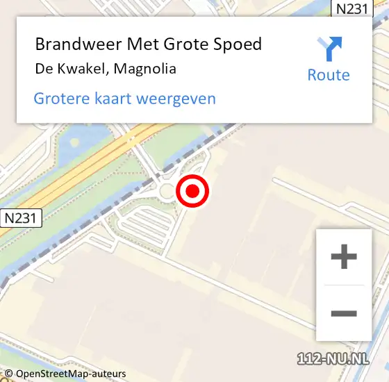 Locatie op kaart van de 112 melding: Brandweer Met Grote Spoed Naar De Kwakel, Magnolia op 13 september 2019 05:28