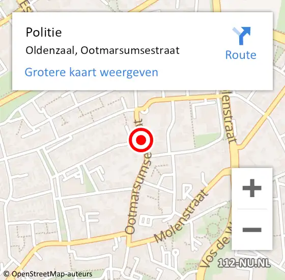 Locatie op kaart van de 112 melding: Politie Oldenzaal, Ootmarsumsestraat op 13 september 2019 05:53