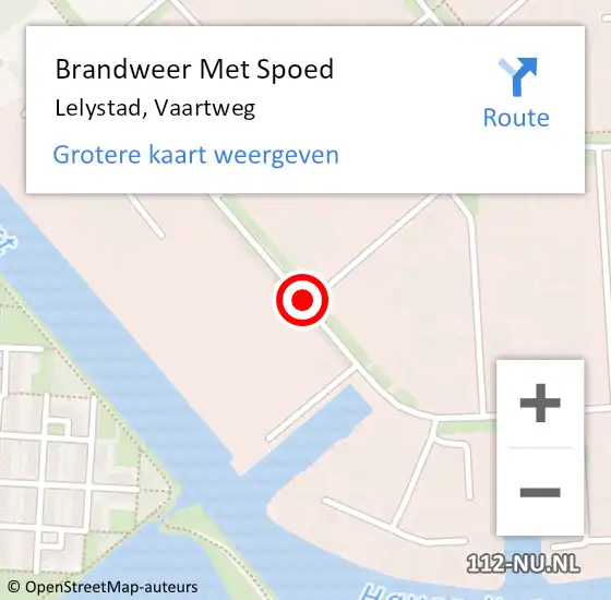 Locatie op kaart van de 112 melding: Brandweer Met Spoed Naar Lelystad, Vaartweg op 13 september 2019 06:32