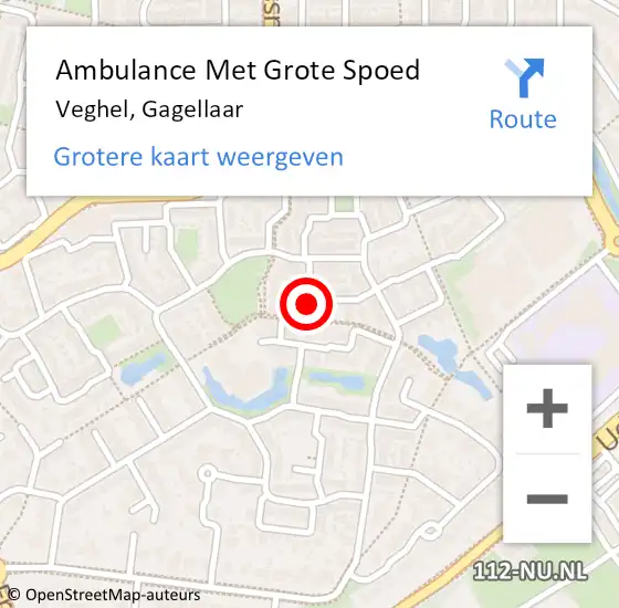 Locatie op kaart van de 112 melding: Ambulance Met Grote Spoed Naar Veghel, Gagellaar op 13 september 2019 07:02