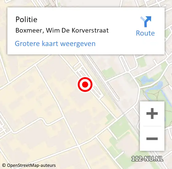 Locatie op kaart van de 112 melding: Politie Boxmeer, Wim De Korverstraat op 13 september 2019 07:53