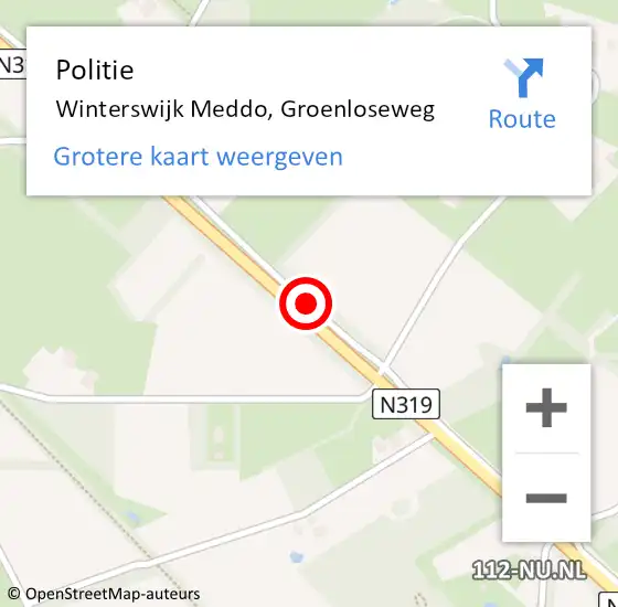 Locatie op kaart van de 112 melding: Politie Winterswijk Meddo, Groenloseweg op 13 september 2019 08:13