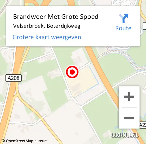 Locatie op kaart van de 112 melding: Brandweer Met Grote Spoed Naar Velserbroek, Boterdijkweg op 13 september 2019 08:38