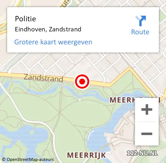 Locatie op kaart van de 112 melding: Politie Eindhoven, Zandstrand op 13 september 2019 08:39