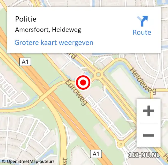 Locatie op kaart van de 112 melding: Politie Amersfoort, Heideweg op 13 september 2019 08:52
