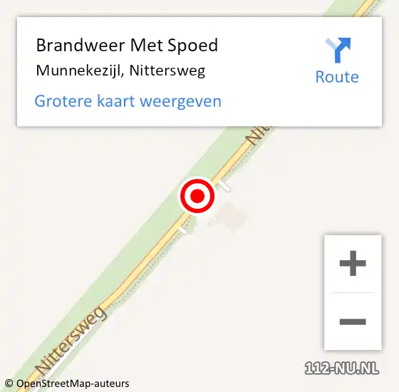 Locatie op kaart van de 112 melding: Brandweer Met Spoed Naar Munnekezijl, Nittersweg op 13 september 2019 08:59