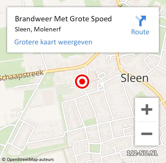 Locatie op kaart van de 112 melding: Brandweer Met Grote Spoed Naar Sleen, Molenerf op 13 september 2019 09:09