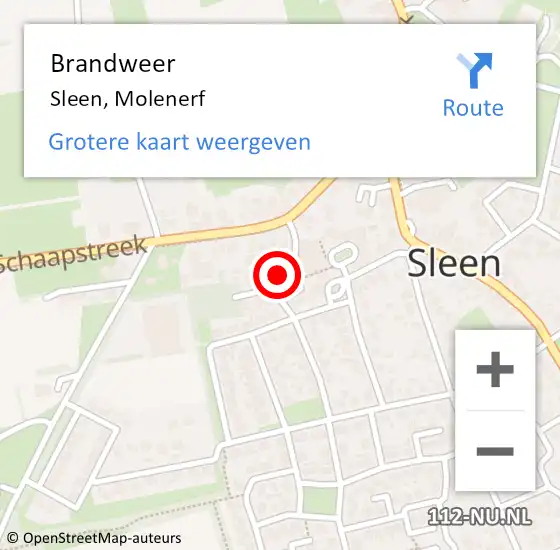 Locatie op kaart van de 112 melding: Brandweer Sleen, Molenerf op 13 september 2019 09:12