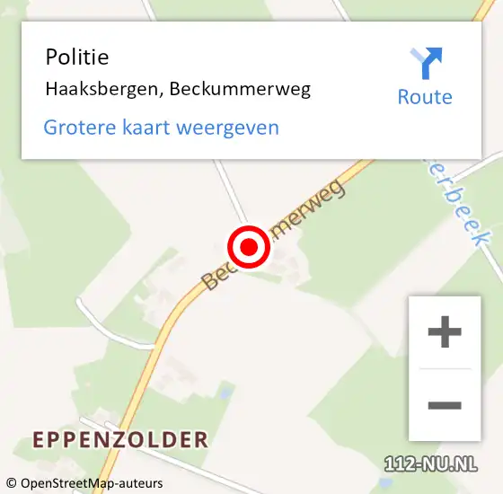 Locatie op kaart van de 112 melding: Politie Haaksbergen, Beckummerweg op 13 september 2019 09:12