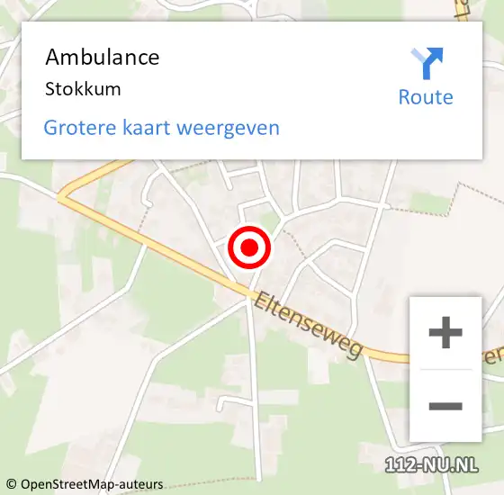 Locatie op kaart van de 112 melding: Ambulance Stokkum op 13 september 2019 09:21