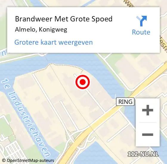 Locatie op kaart van de 112 melding: Brandweer Met Grote Spoed Naar Almelo, Konigweg op 13 april 2014 16:59