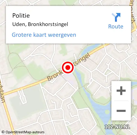 Locatie op kaart van de 112 melding: Politie Uden, Bronkhorstsingel op 13 september 2019 09:36