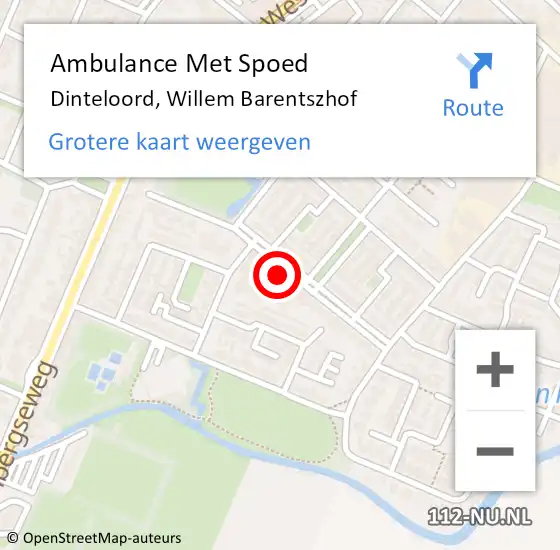 Locatie op kaart van de 112 melding: Ambulance Met Spoed Naar Dinteloord, Willem Barentszhof op 13 september 2019 09:38