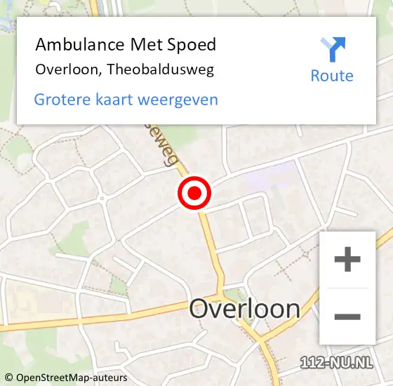 Locatie op kaart van de 112 melding: Ambulance Met Spoed Naar Overloon, Theobaldusweg op 13 september 2019 10:26